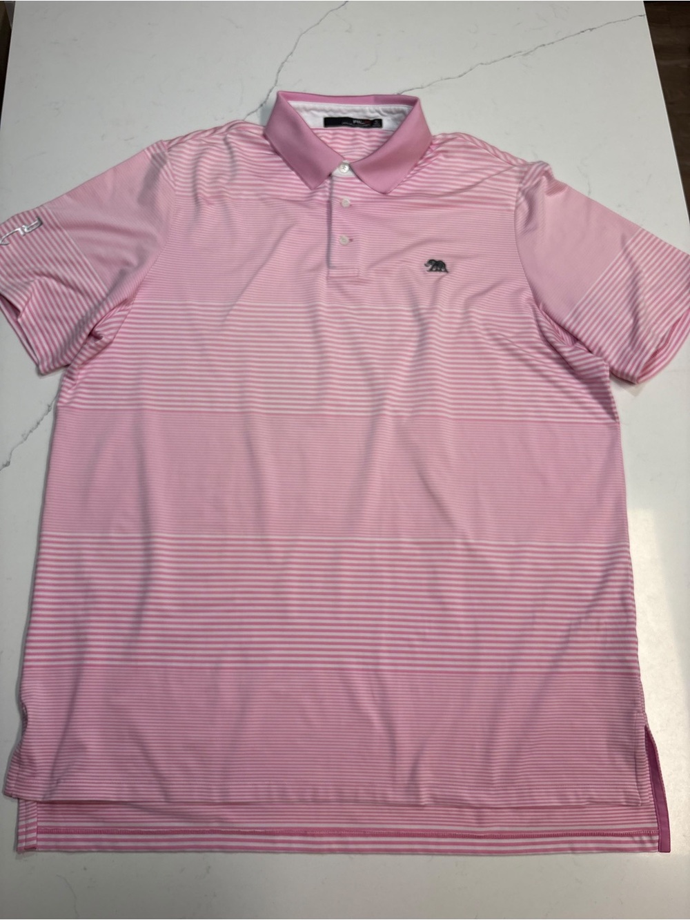 RLX Ralph Lauren Polo Shirt Mens XL Pink Elephant Sleepy Hollow Golf Performance